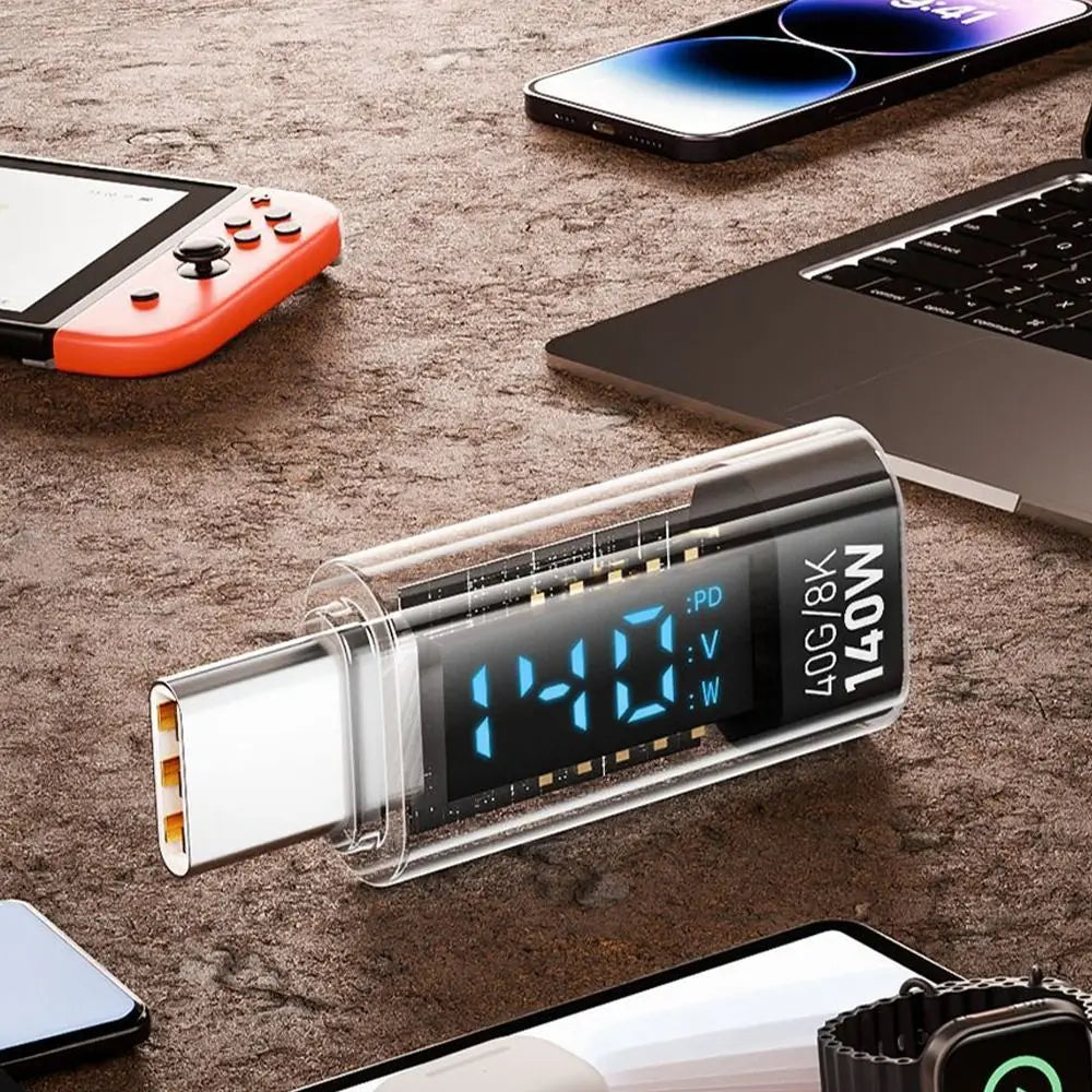 140W USB-C Adapter 40Gbps LED Display | PD3.0 Type-C Connector USB-C Adapter HIP