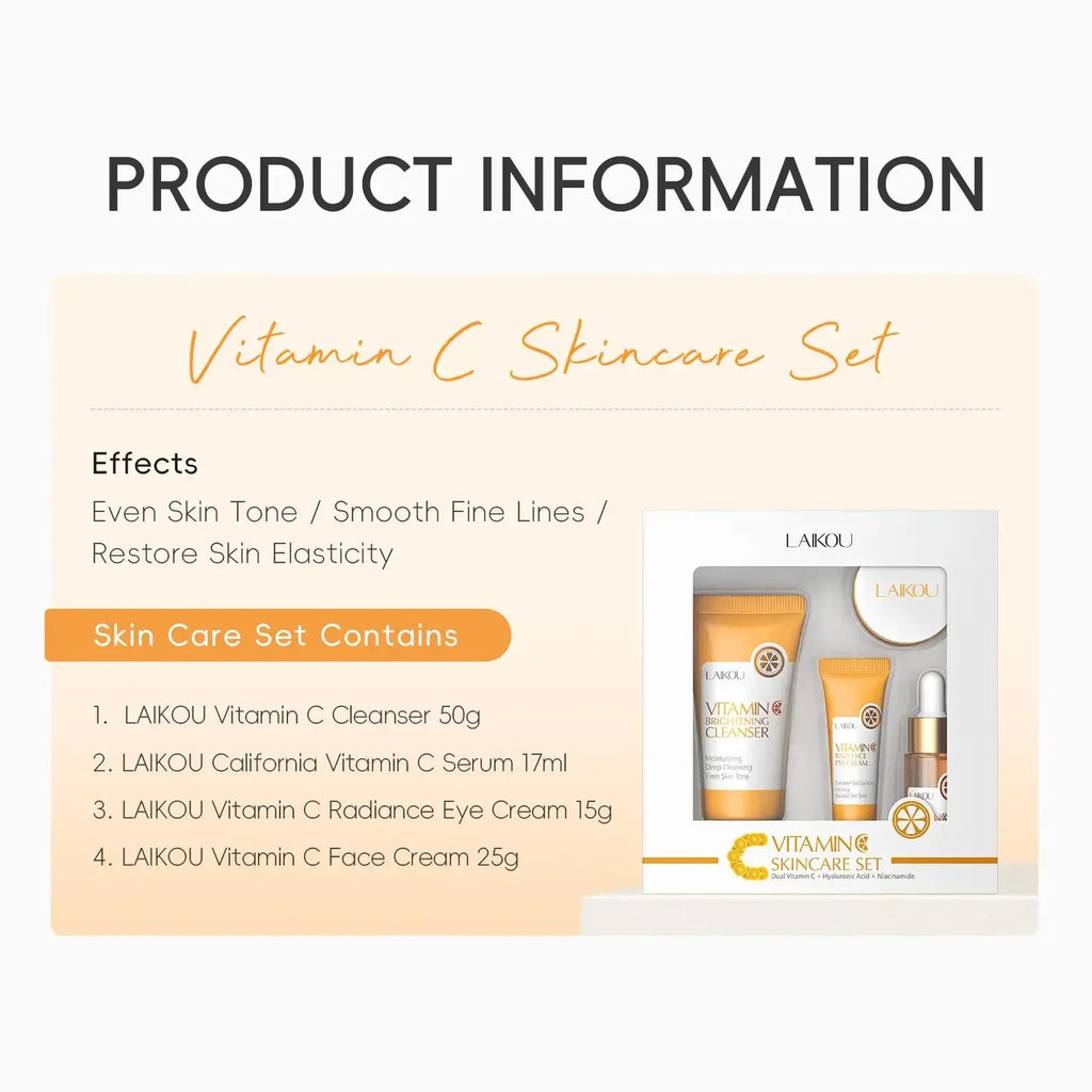 LAIKOU Vitamin C Brightening Skin Care Kit – 4-Piece Set Skin Care Kit HIP