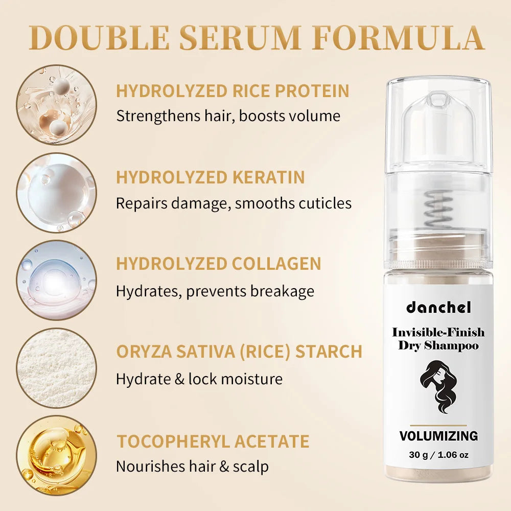 Instant Dry Shampoo Powder Rice Protein Oil Absorb Volumizing Non Greasy Portable Travel Hair Makeup HIP