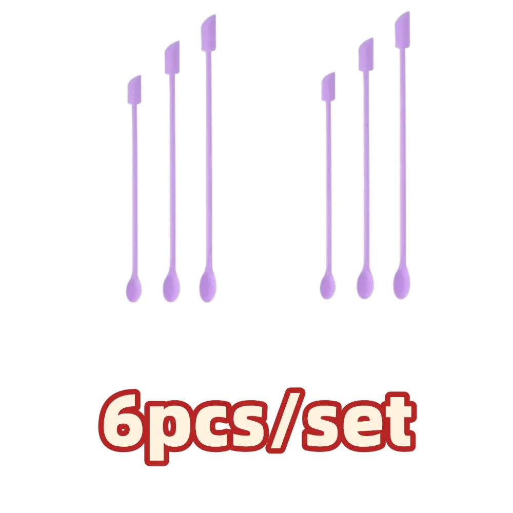 Cosmetic Bottle Silicone Mini Scraper Three Piece Set Baking Double End Two In One Spatula Jam Bottle Scraper Spoon Set HIP 6pcs per set