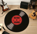 Retro Record Round Area Rug – Machine Washable Music Gift Decorative Area Rug HIP 6 80X80
