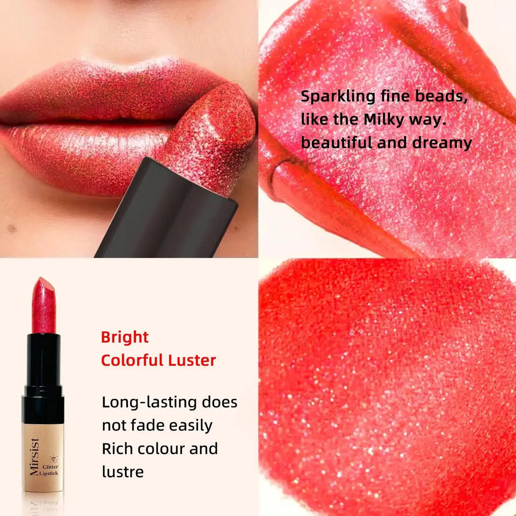 Mirsist Diamond Glitter Metallic Lip Gloss – 6 Colors Glitter Lip Gloss HIP