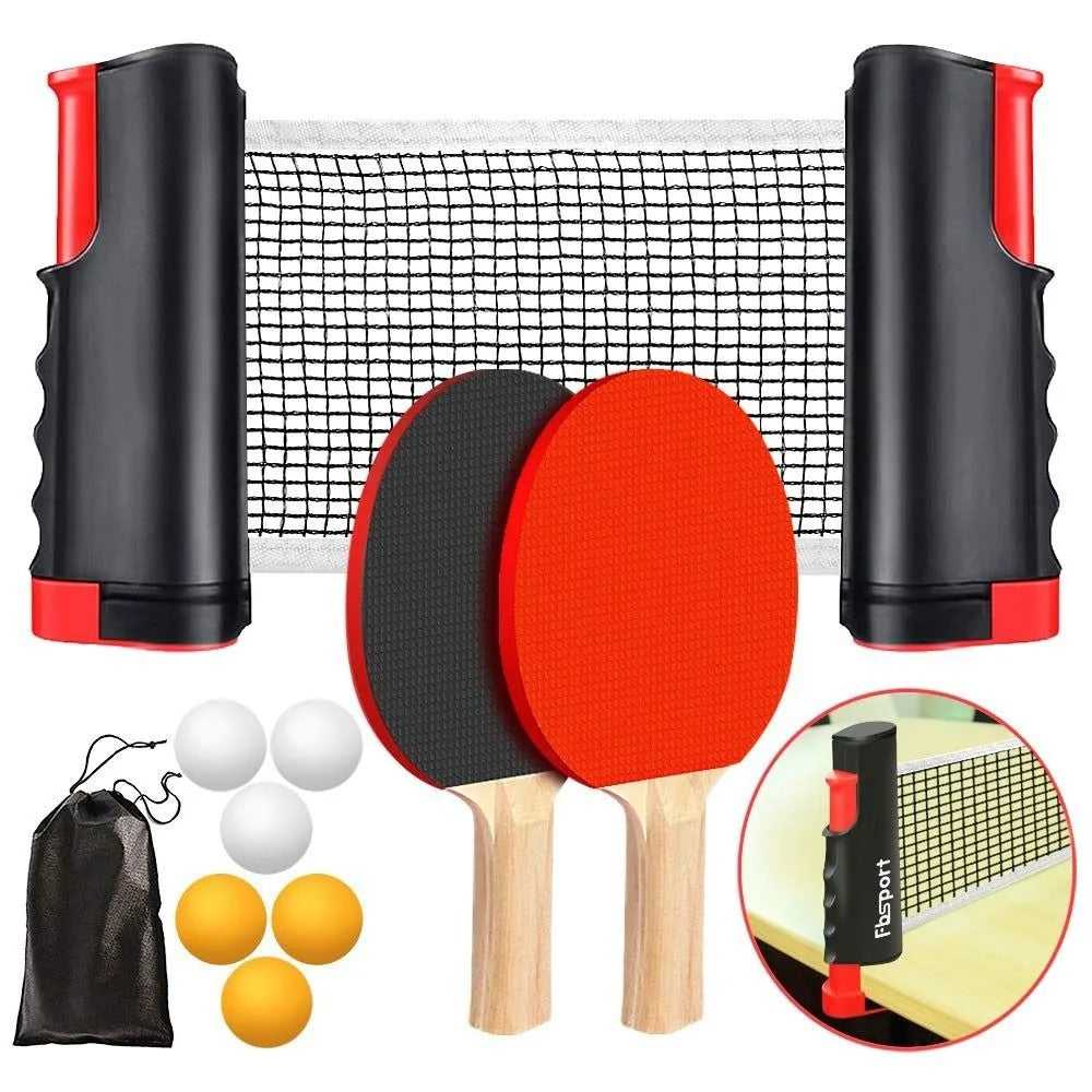 Retractable Ping Pong Net Set with Paddles, Balls & Carry Bag Table Tennis Set HIP Table Tennis Set
