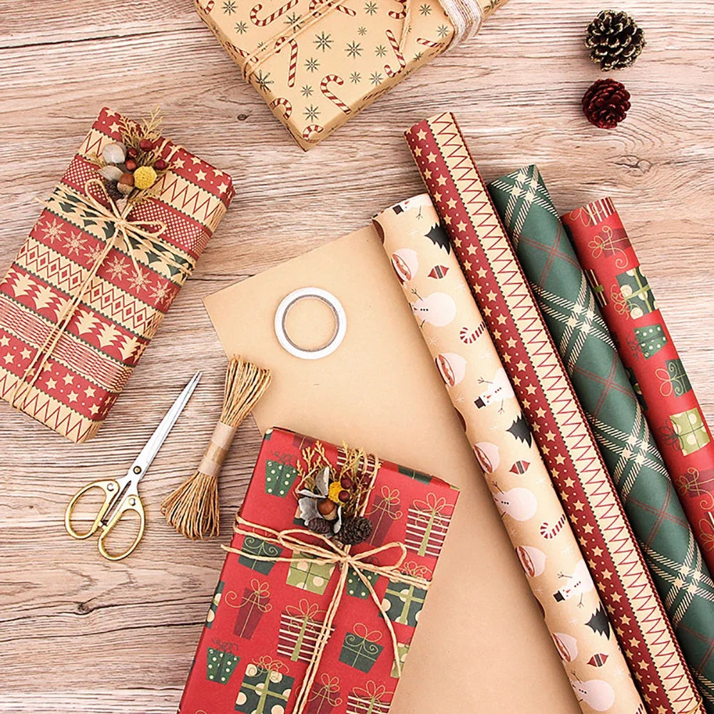 Christmas Kfrat Wrapping Paper Wedding Green Decoration Gift Wrap Artware Kraft Packing Paper Vellum New Year's Eve Decorations HIP