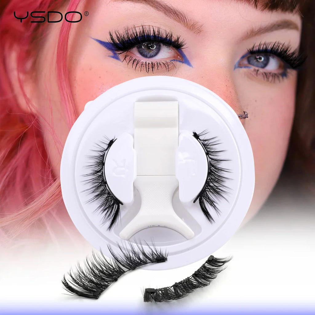 YSDO Upgrade Magnetic False Eyelashes With Tweezers Set 1 Pair Eyelash Extension 3D Natural Lashes 3-Step Press On False Eyelash HIP