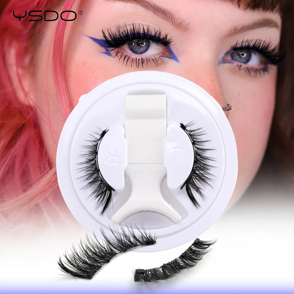 YSDO Upgrade Magnetic False Eyelashes With Tweezers Set 1 Pair Eyelash Extension 3D Natural Lashes 3-Step Press On False Eyelash HIP