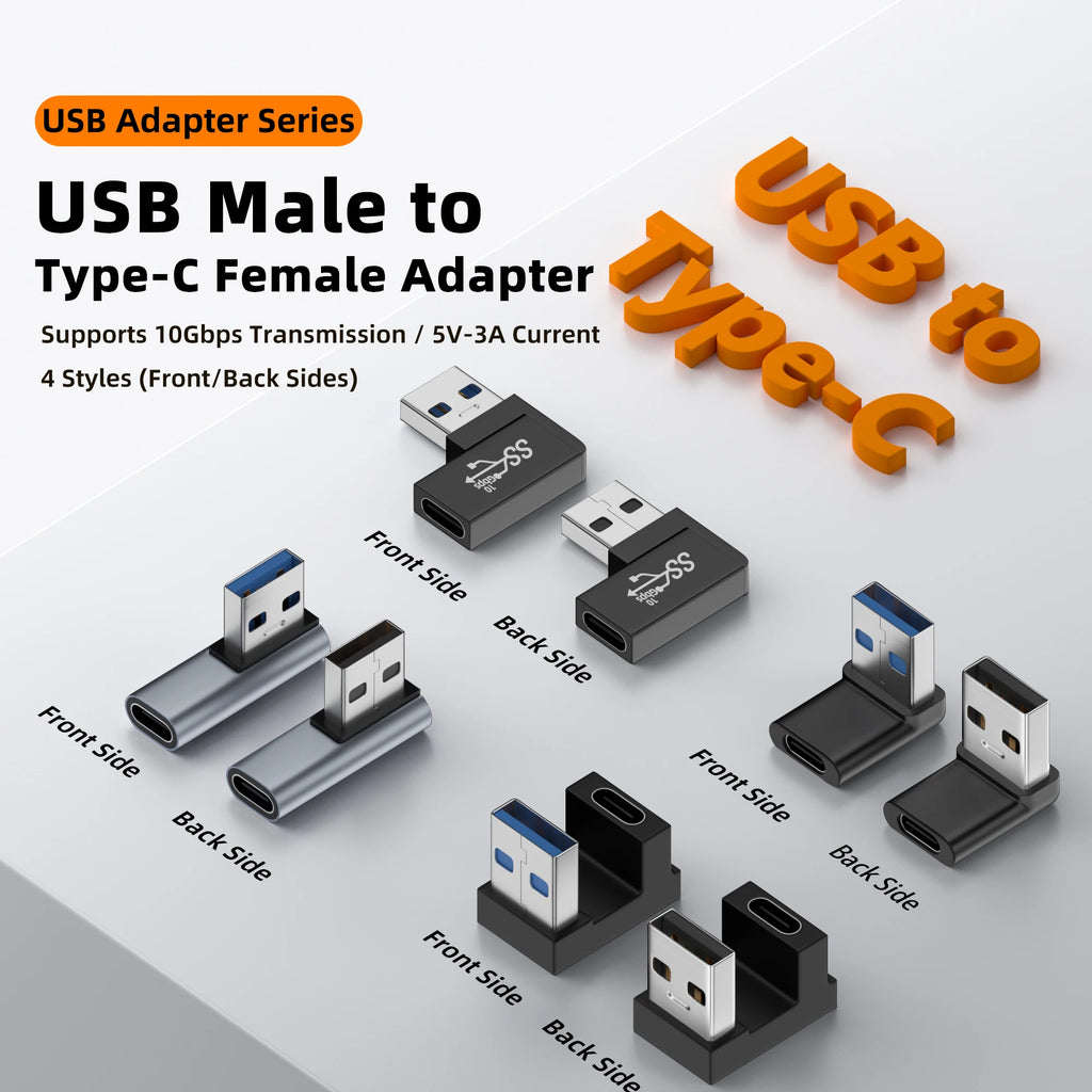 USB-A to USB-C 90° Right Angle Adapter – 10Gbps USB Angle Adapter HIP