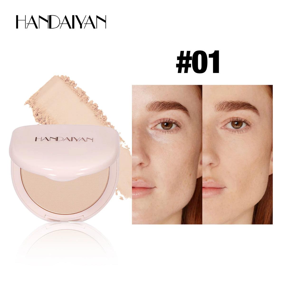 8Colors Matte Face Pressed Powder 24 Hours Oil Control Natural Setting Powder Foundation Full Coverage Waterproof Lasting Makeup HIP 01