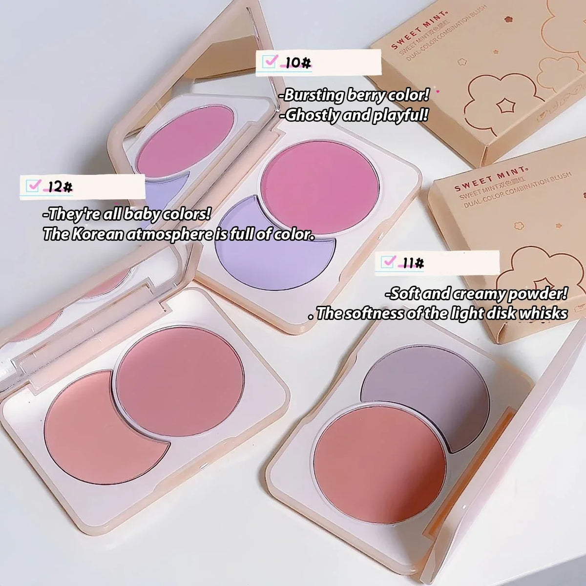 Two-tone Peach Blush Palette Natural Rose Pink Red Rouge Face Cheek Pigment Shimmer Brighten Long-lasting Nude Makeup Cosmetic HIP