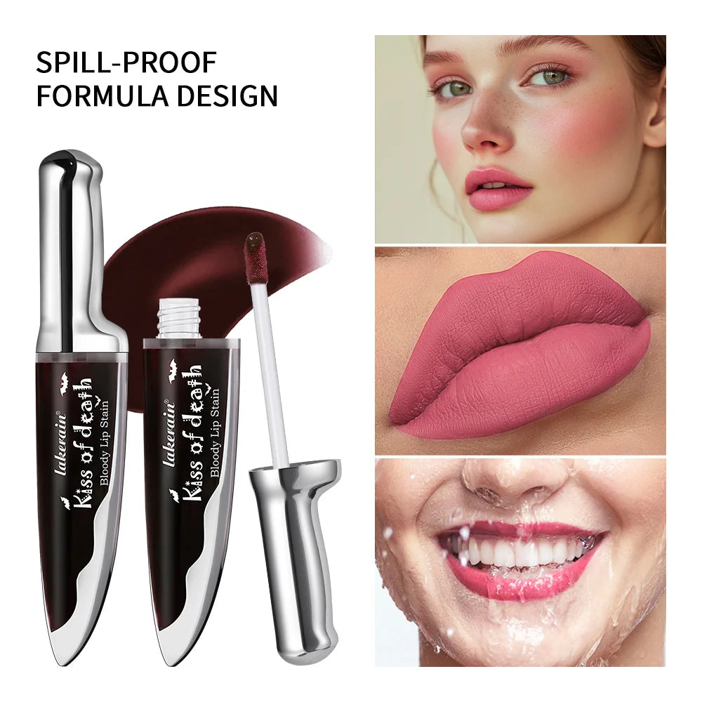 Lakerain 4pcs Kiss of Death Lip Stain Kit Blood-stained Lip Look Long Water Proof Matte DEVILS KISS WITCH'S CURSE Gothic Makeu HIP