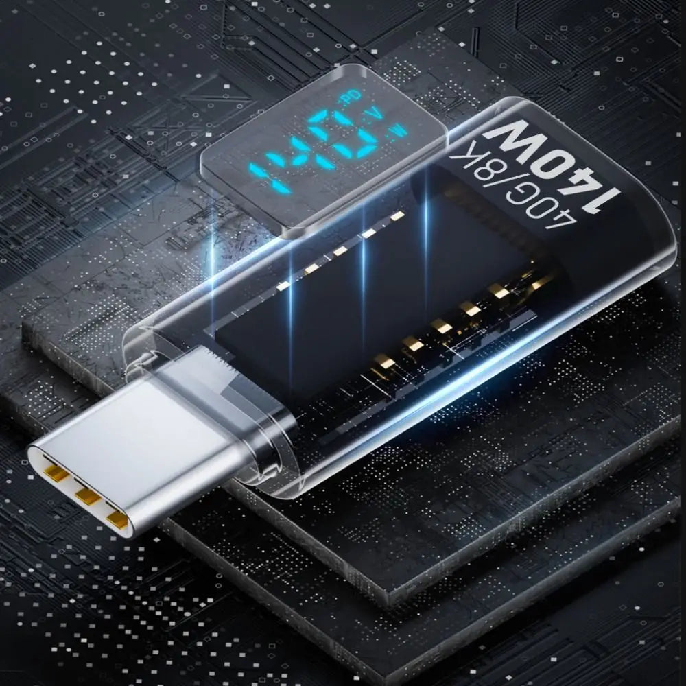 140W USB-C Adapter 40Gbps LED Display | PD3.0 Type-C Connector USB-C Adapter HIP