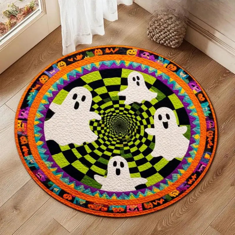 Round Festive 3D Print Carpet – Dirt-Resistant Polyester Rug Decorative Area Rug HIP 1 80X80CM