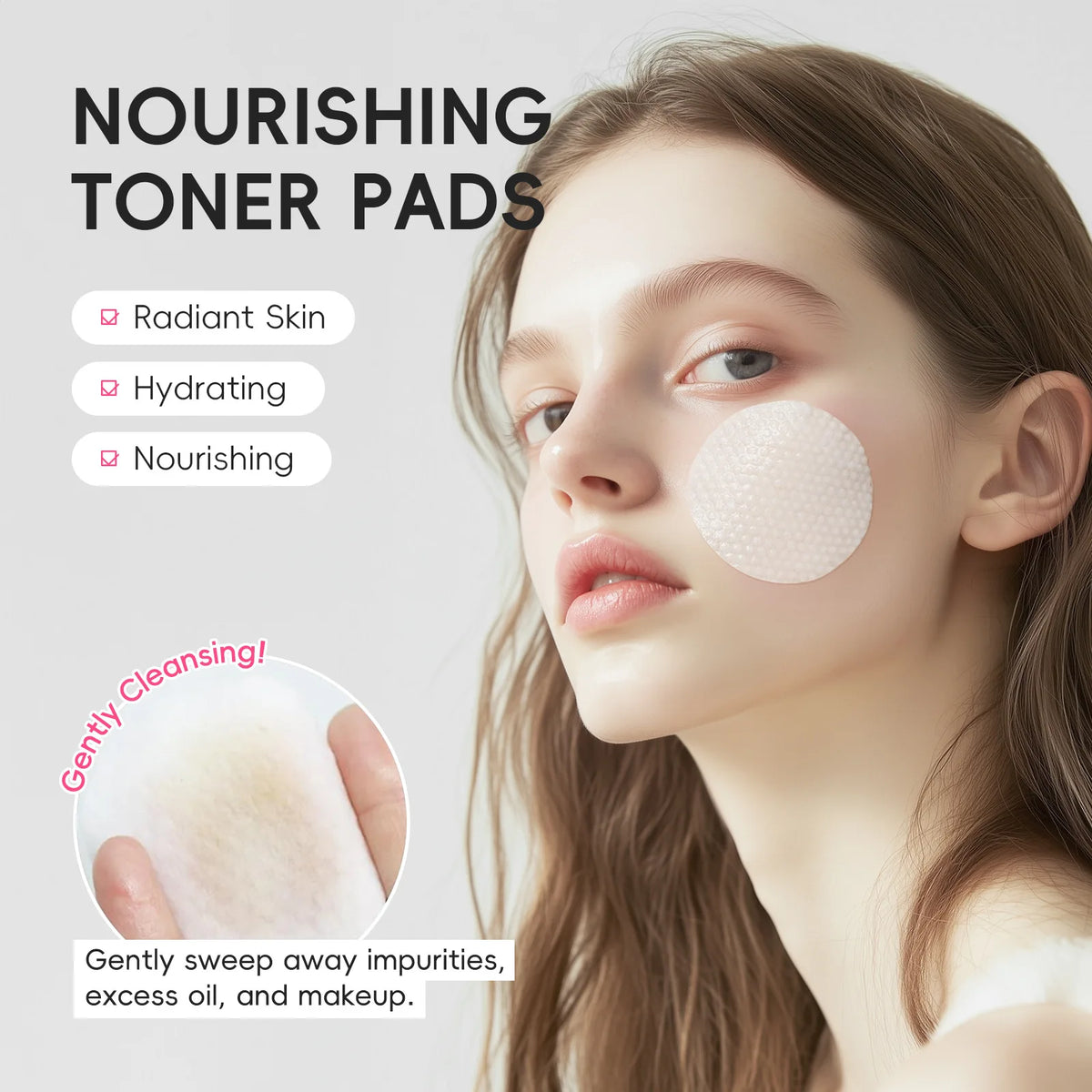LAIKOU Sakura Toner Pads 40ct – Hydrate, Cleanse & Brighten Facial Toner Pads HIP