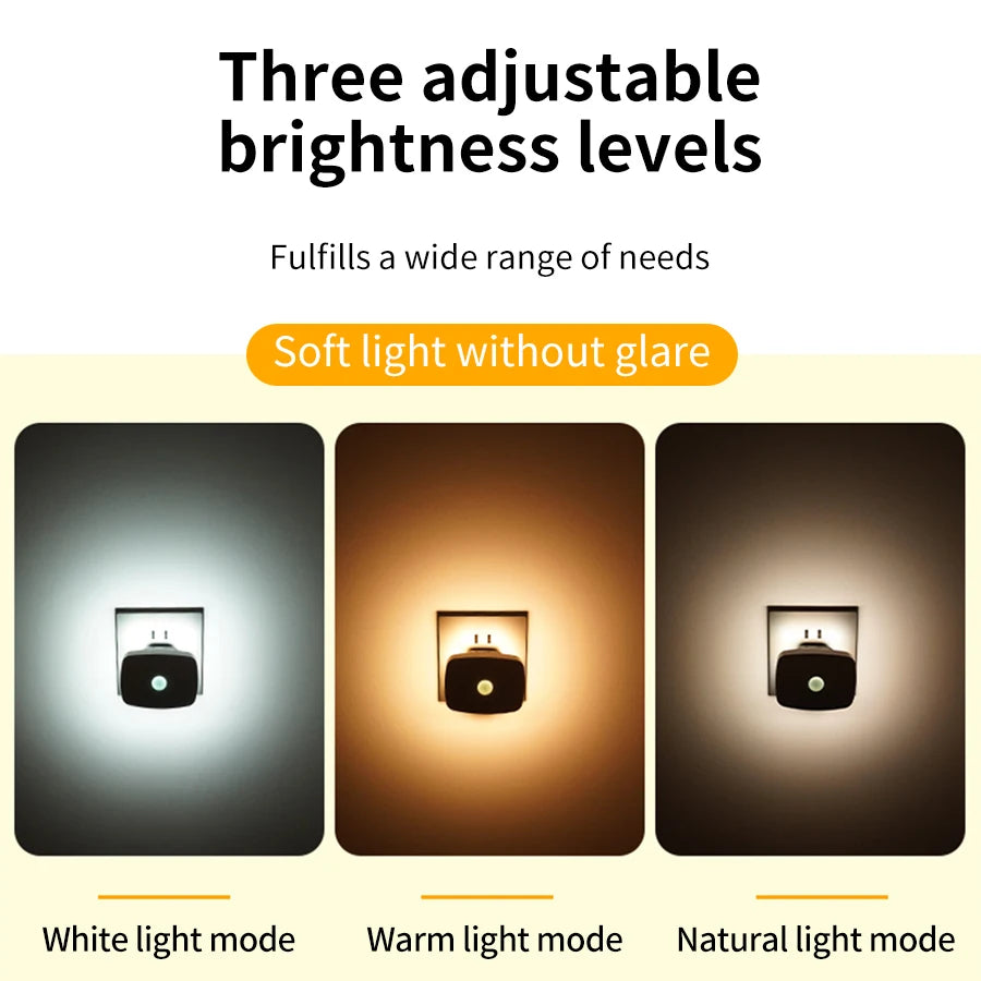 Motion Sensor Led Night Light EU US Plug Infrared Smart Sensor Wall Lamp Bedroom Toilet Hallway Kitchen Kid Nightlight 220V 110V HIP