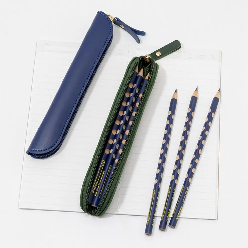 PU Leather Pen Pouch – Waterproof Curved Zipper Pencil Bag Pencil Case HIP