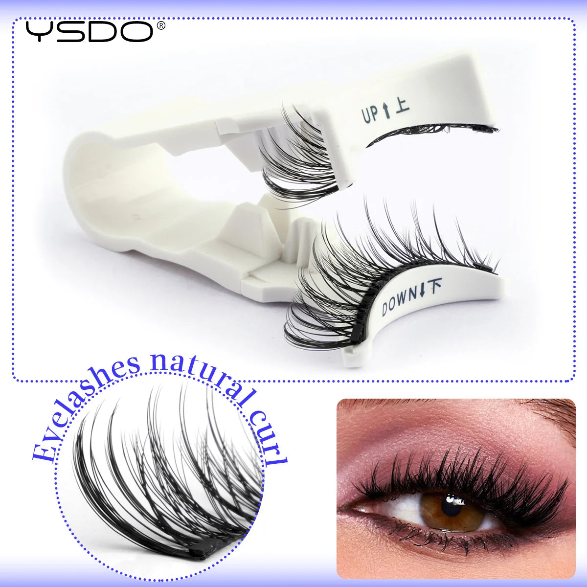 YSDO Upgrade Magnetic False Eyelashes With Tweezers Set 1 Pair Eyelash Extension 3D Natural Lashes 3-Step Press On False Eyelash HIP