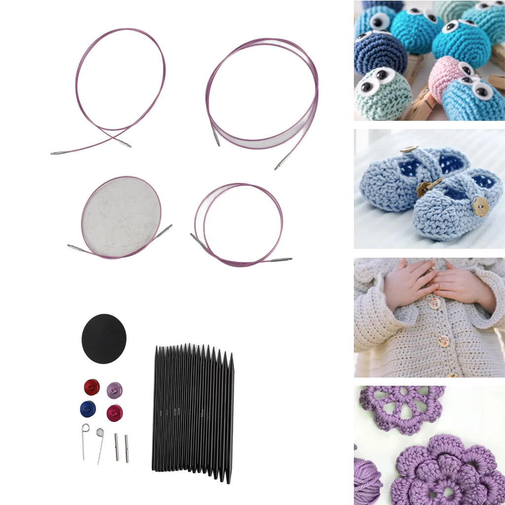 Circular Needle Set Anti Fatigue Handle Interchangeable Ergonomic Design Smoothing Knitting Needle Set with PU Bag for Family HIP
