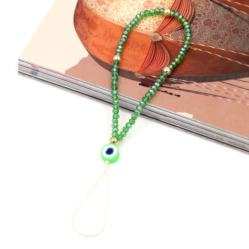 Fashion Jewelry Wholesale Phone Chain Multicolor Crystal Evil Eye Phone Charm Lanyard Strap for Phone Decoration Accessories HIP A004h2