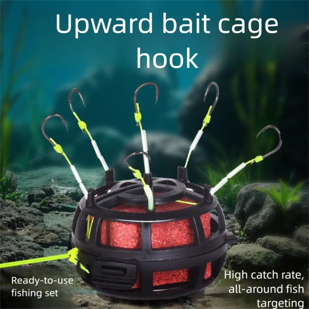 6-Hook Bait Cage Feeder Rig | Anti-Tangle Carbon Steel Fishing Feeder Rig HIP