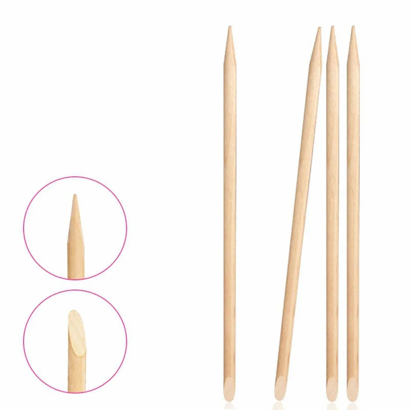 50/100Pcs Wood Cuticle Pusher Sticks Boxwood Sticks for Manicure Professional Cuticle Pedicure Remover Nail Art Deco Clean Tool HIP