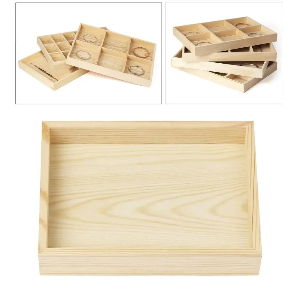 Wooden Multi-Grid Stackable Jewelry Display Tray & Organizer Jewelry Display Tray HIP