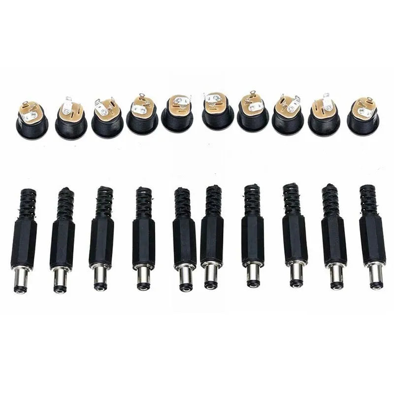 10-Pair 12V 3A DC Male Plug & Female Socket Panel Mount Kit DC Connector Kit HIP one size