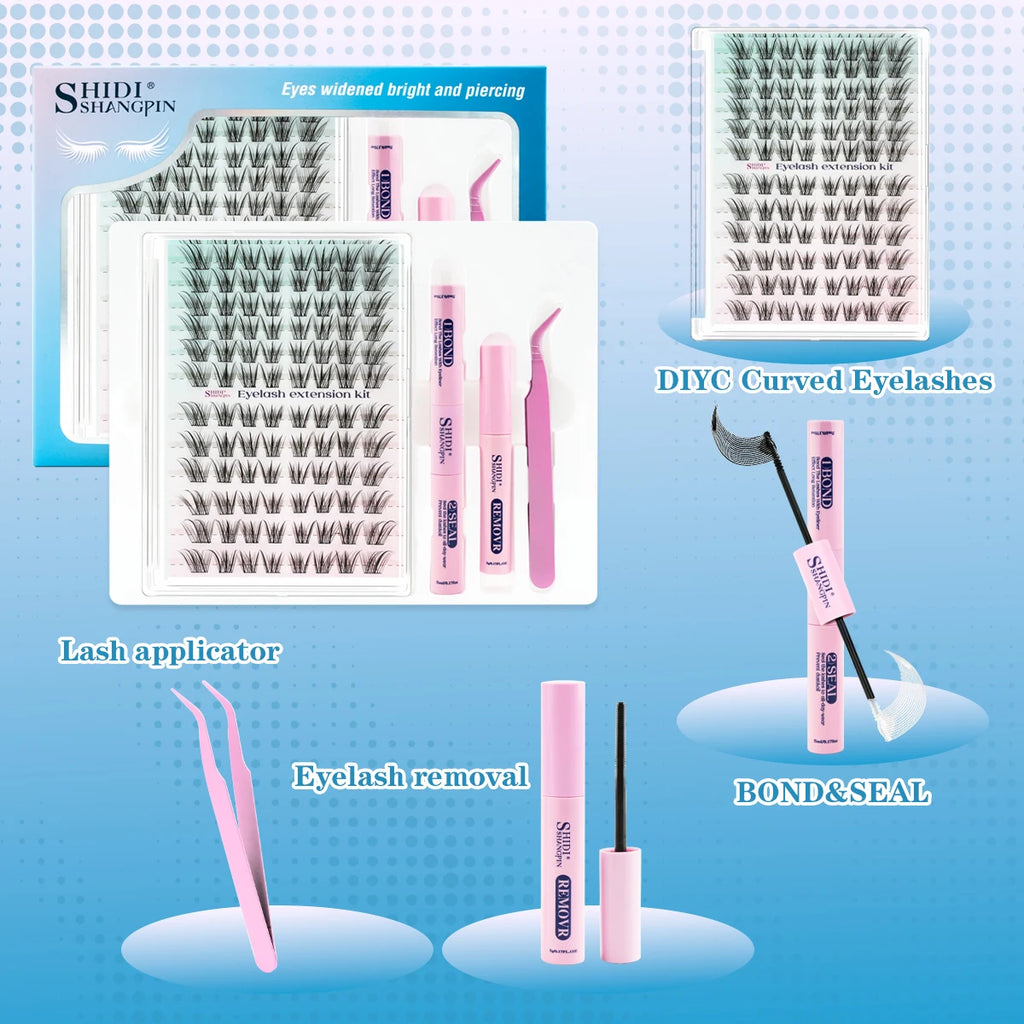 YSDO Clusters Kit Manga Lashes Fluffy 3D Mink Faux Cluster Lashes Set Lashes Extension with Remove Mascara Bond and Seal Kit HIP