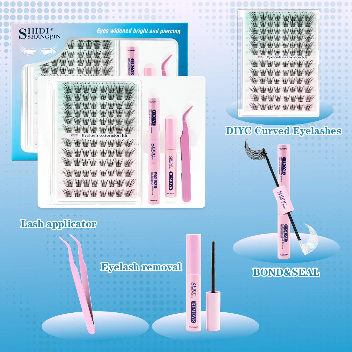 YSDO Clusters Kit Manga Lashes Fluffy 3D Mink Faux Cluster Lashes Set Lashes Extension with Remove Mascara Bond and Seal Kit HIP