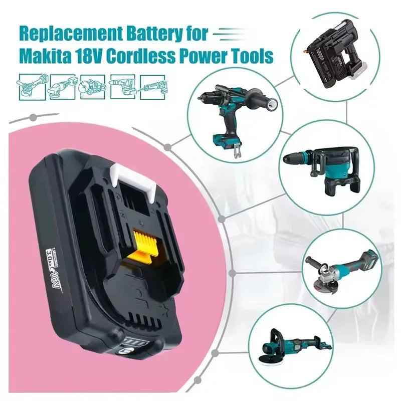 18V Li-Ion Battery for Makita BL1830 BL1850 BL1860 LXT Tools Power Tool Battery HIP