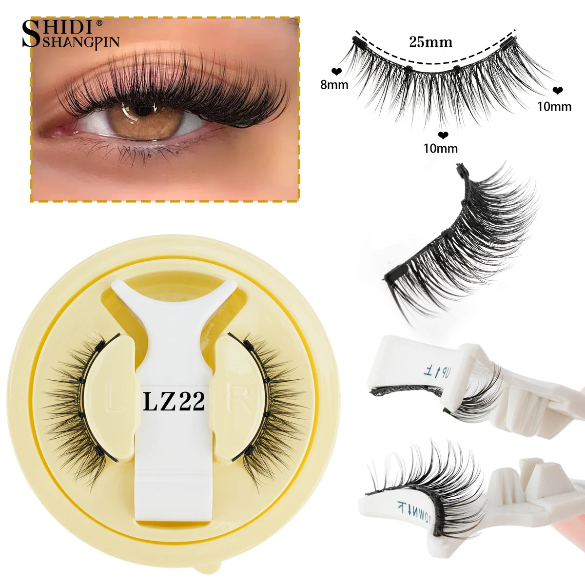 1Pair Magnetic Eyelashes Free Glue Soft Reusable Natural Look 3D Mink Cilios Easy Apply Soft Magnetic Lashes Kit for Eye Makeup HIP 1Pair LZ22