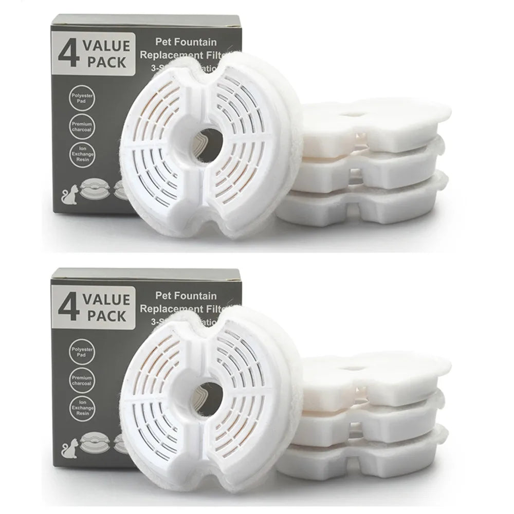 Pack of 8/12 Pet Water Fountain Filters Cat Dog Replacement Activated Carbon Filter Multiple Filtration Fit for 1.6L/2L/2.4L/3L HIP 8pcs B