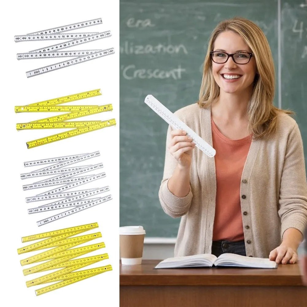 Folding Ruler 1.5M Dual-Sided Wood & Plastic – Carpenter Tool Folding Carpenter Ruler HIP