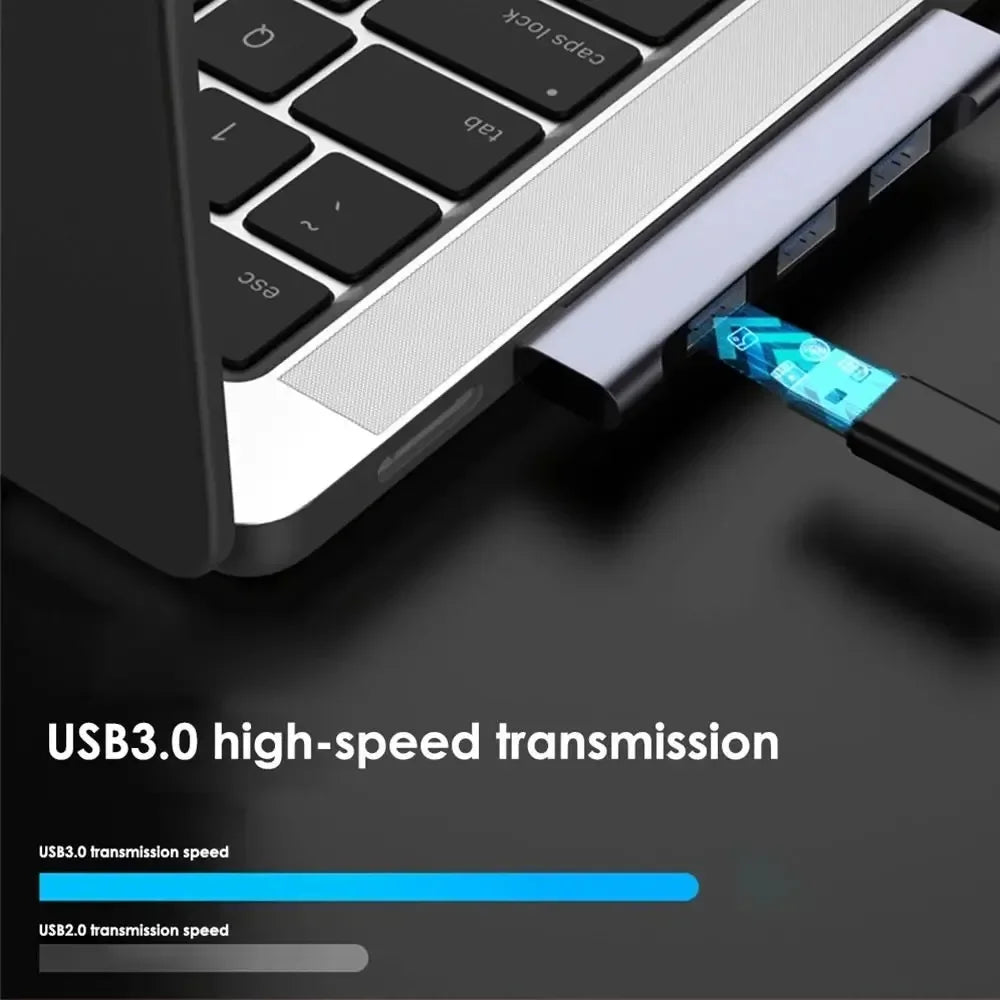 KEBIDUMEI 4-in-1 USB-C Hub | PD 60W & USB 3.0 5Gbps Adapter USB-C Hub Adapter HIP