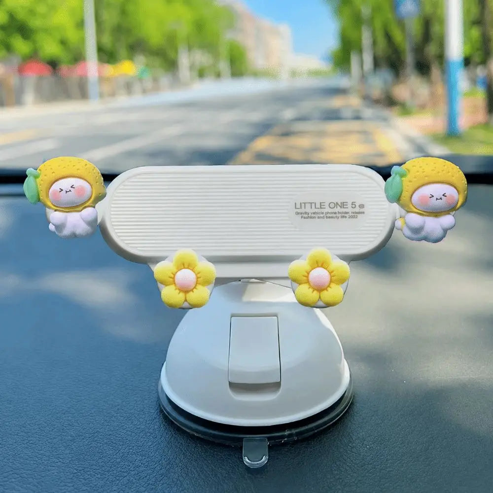 Cartoon Car Dashboard Phone Holder – Gravity Clamp & Suction Car Phone Mount HIP