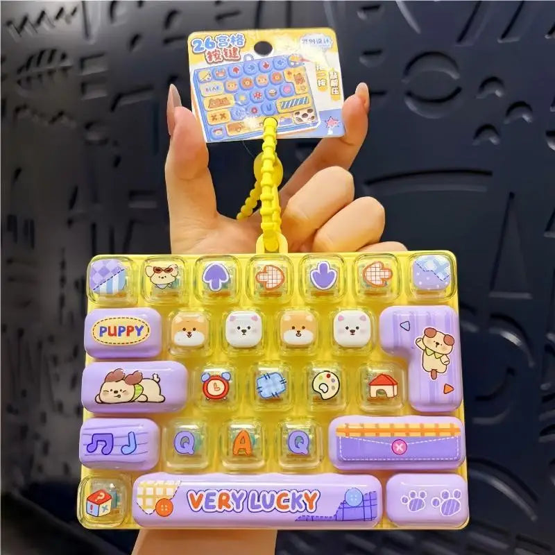26-Key Keyboard Fidget Toy Keychain – Tactile Press Pendant Fidget Keychain Toy HIP A1