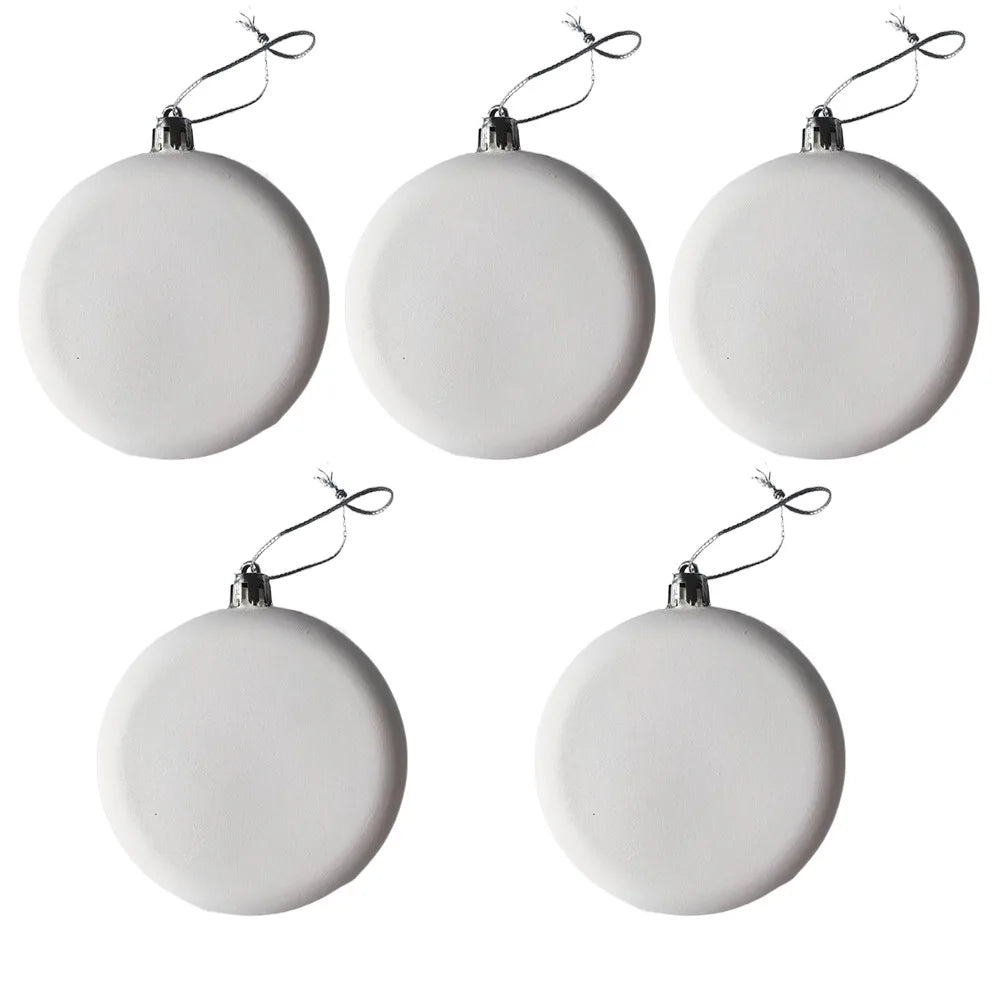 DIY Blank White Christmas Ball Ornaments with Gold Loop 5/12pk DIY Christmas Ornaments HIP Silver-5Pcs