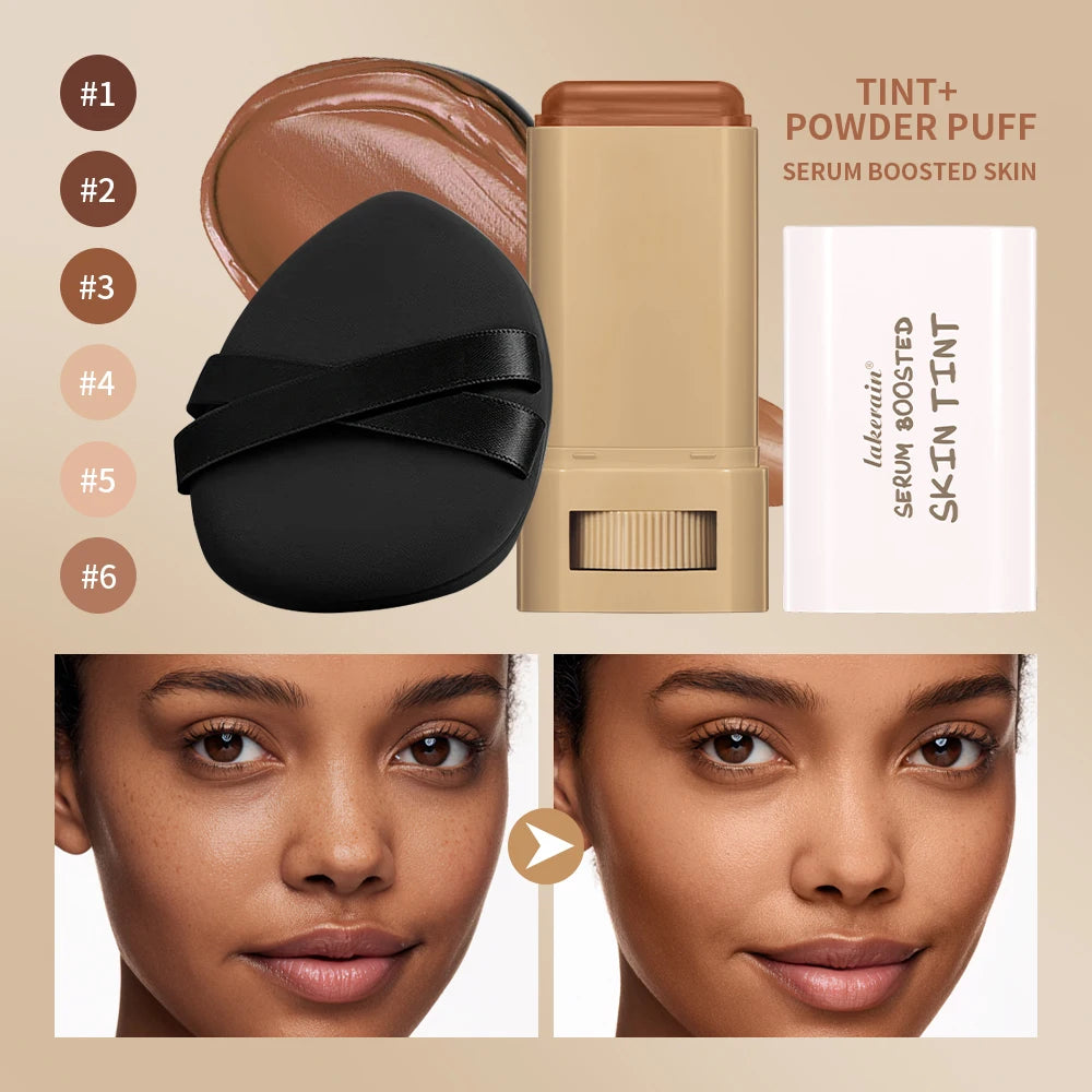 Long Lasting Oil Control Matte 2Pcs Cosmetic Kit Foundation Tint Stick With Makeup Sponge Waterproof Even Skin Tone Makeup Set HIP