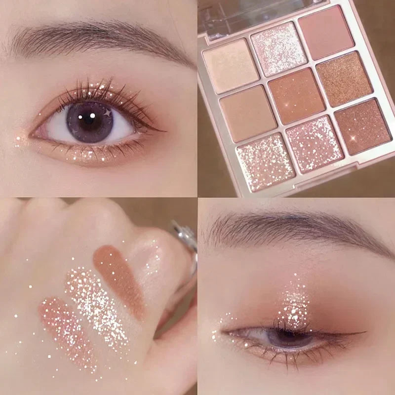 Knitted Pattern Eyeshadow Palette Glitter Matte Pink Pearlescent Shimmer Shinny Pigment Diamond Eyeshadow Korean Cosmetic Makeup HIP 10