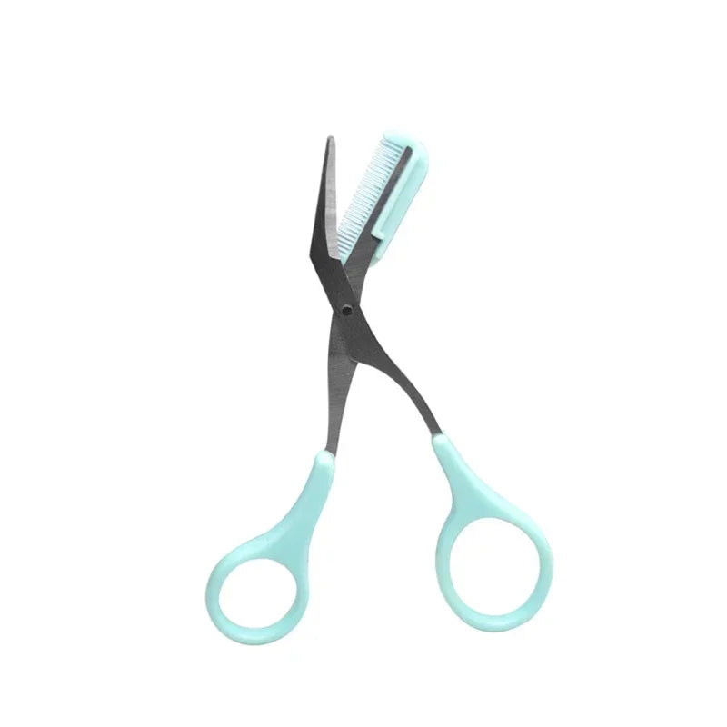 1pcs Eyebrow Trimmer Scissors Comb Eyelash Hair Scissors Clips Shaping Eyebrow Razor Grooming wenkbrauw trimmer 5 Color HIP 05Blue
