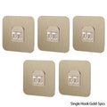 5pcs Wall Adhesive Hooks Transparent Wire Shelf Rack Hook Wall Mount Free Punch Kitchen Bathroom Non Trace Stickers Holder HIP 5pcs-Single Gold