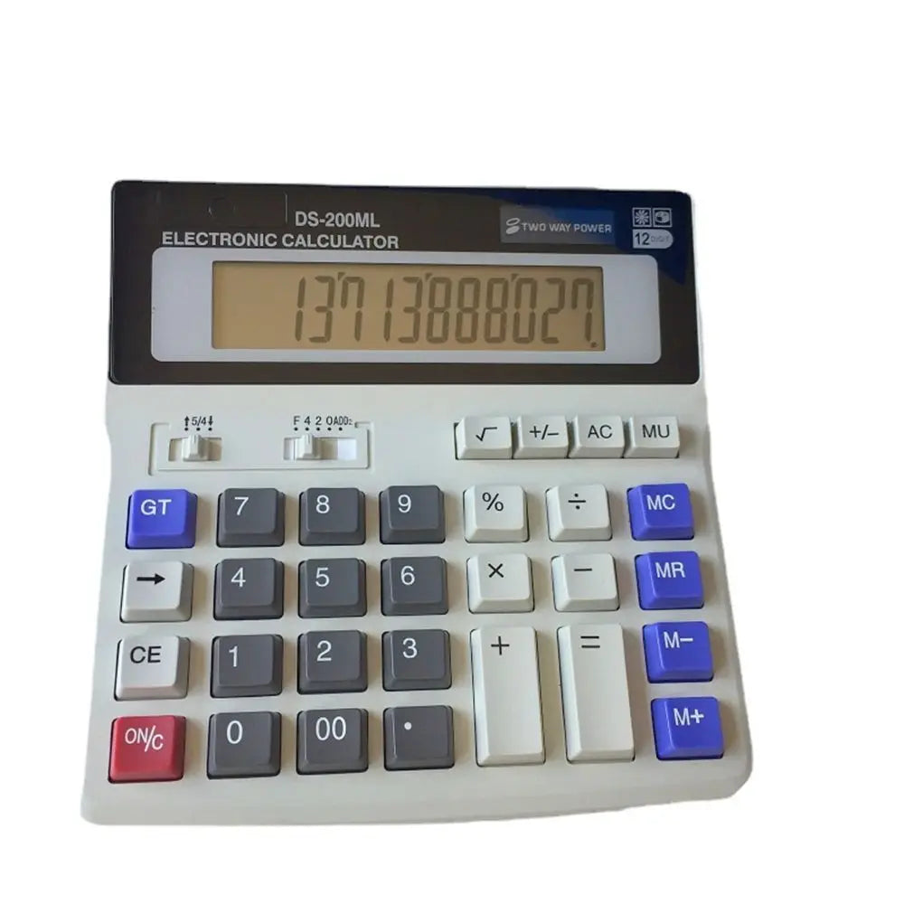 12-Digit Large Desktop Calculator – Tilt Display & Dual Power Desktop Calculator HIP