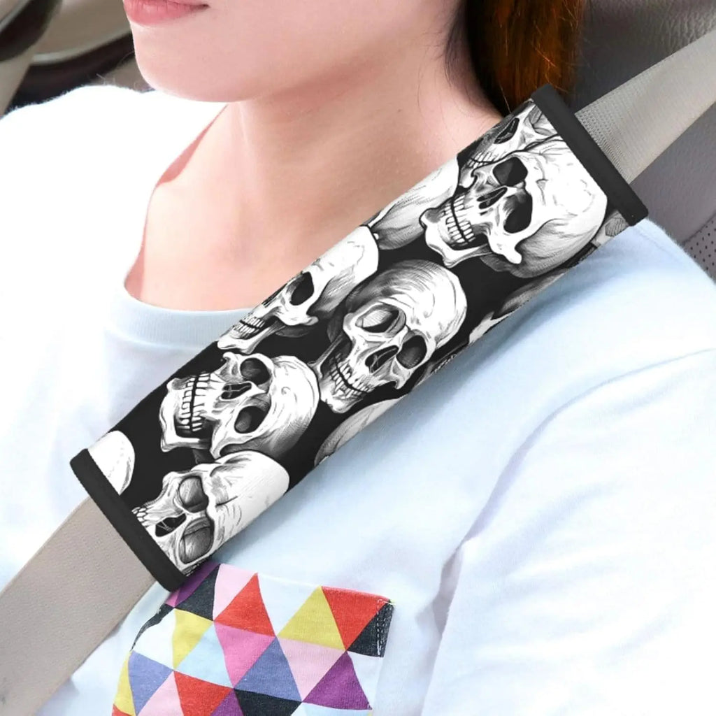 Halloween Skull Seat Belt Cover Pads – Neoprene 2-Pack Seat Belt Cover HIP