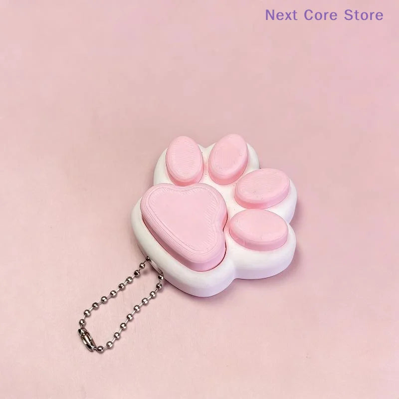 3D Cat Paw Clicker Keychain – Cute Cartoon Key Ring Pendant Novelty Keychain HIP