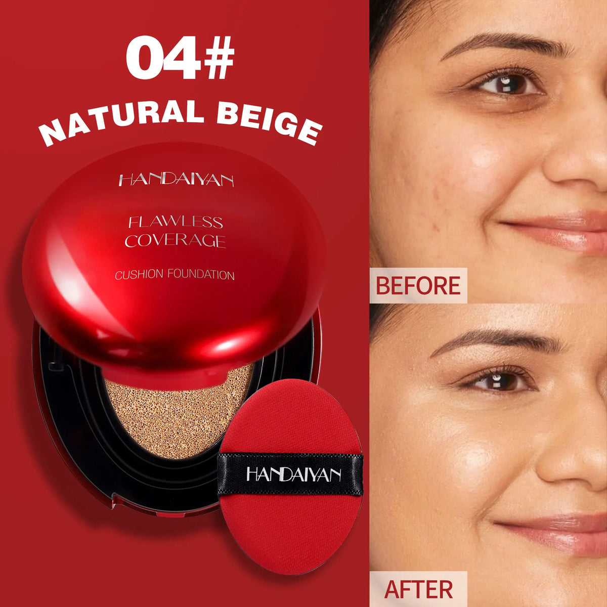 Air Cushion Foundation Light Natural Moisturizing Concealer Whitening Oil-control Women Base Long-lasting Makeup Korean Cosmetic HIP 04