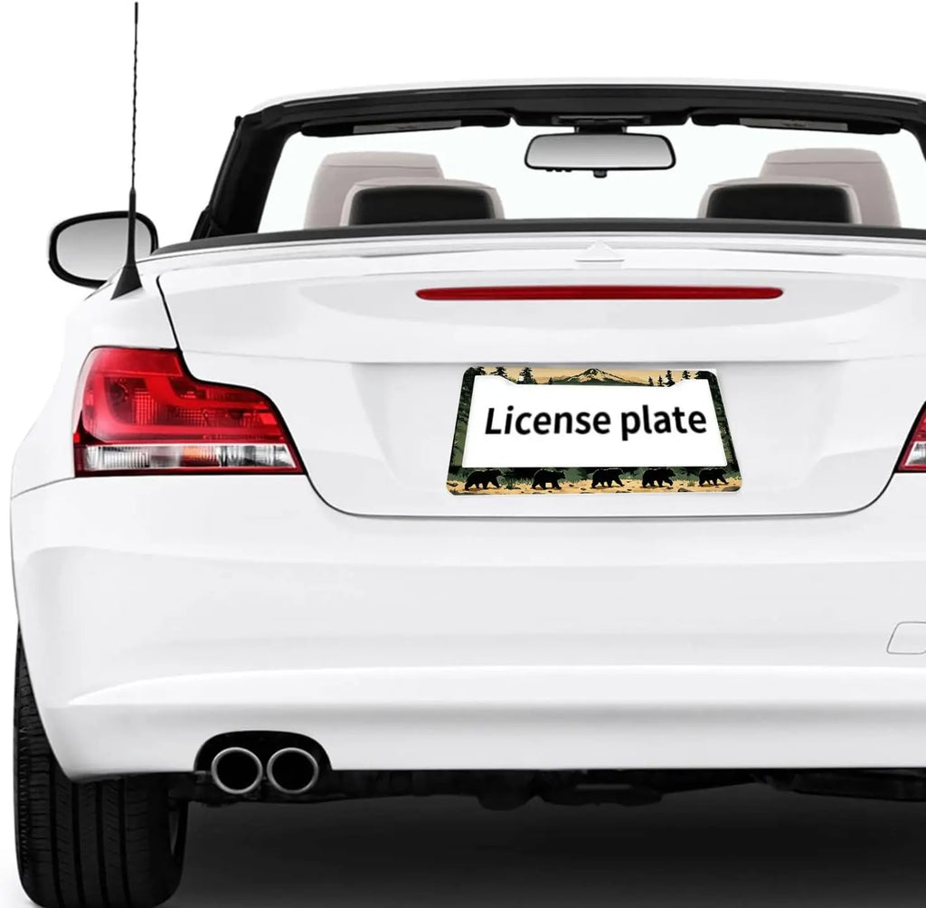 2-Pack Black Bear License Plate Frames – Rustic Stainless Steel License Plate Frame HIP