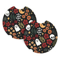 2-Pc Skull & Floral Car Cup Holder Coasters – Black Car Cup Coasters HIP 1 Cork ceramics