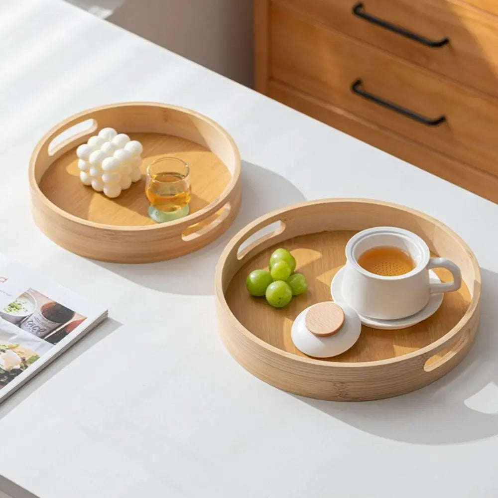 Round Wooden Serving Tray with Handle | 25–40cm Sizes Wooden Serving Tray HIP