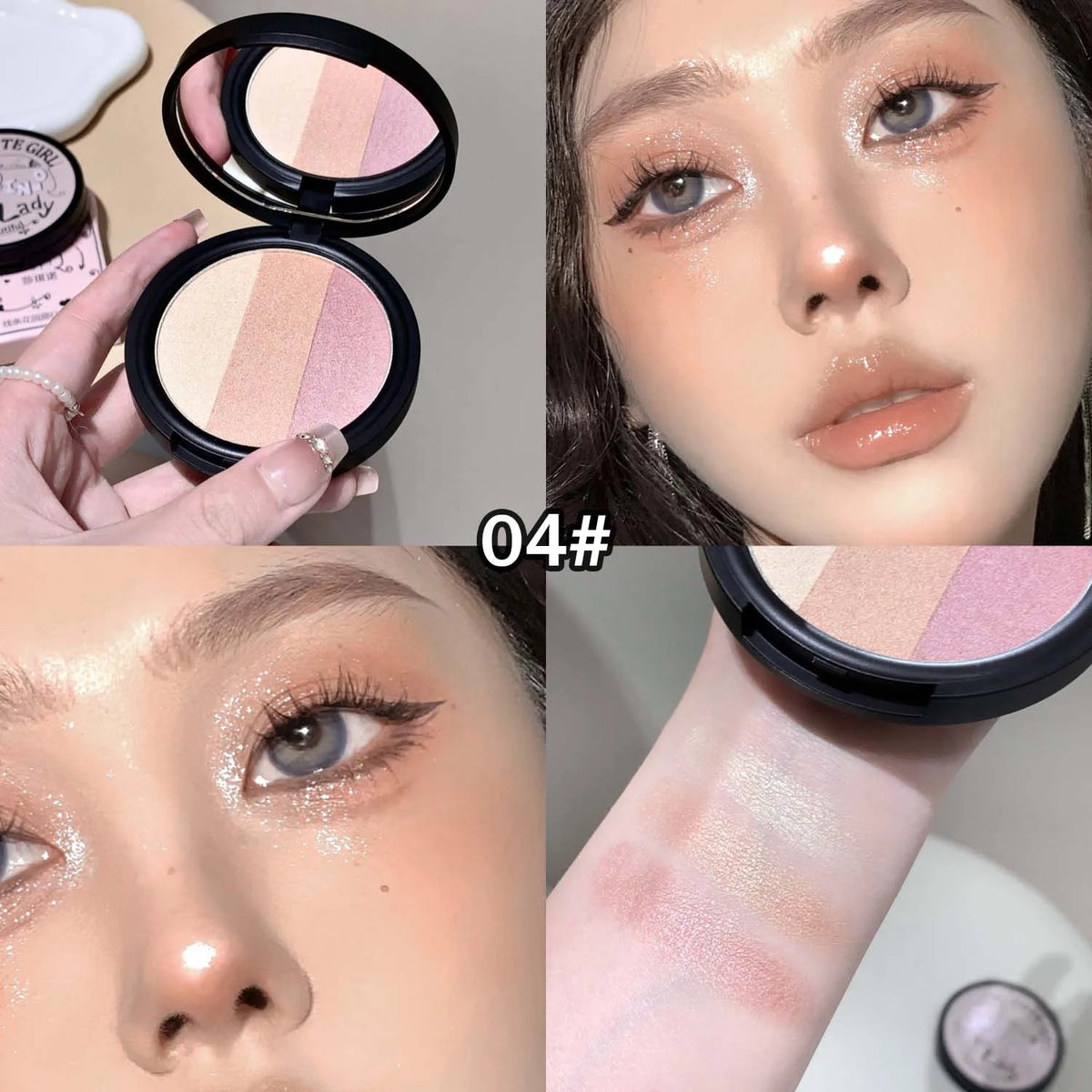 Three Color Blush Palette Waterproof Long Lasting Matte Shimmer Highlighter Cotouring Not Easy To Fade Rouge Integrated Tray HIP 04