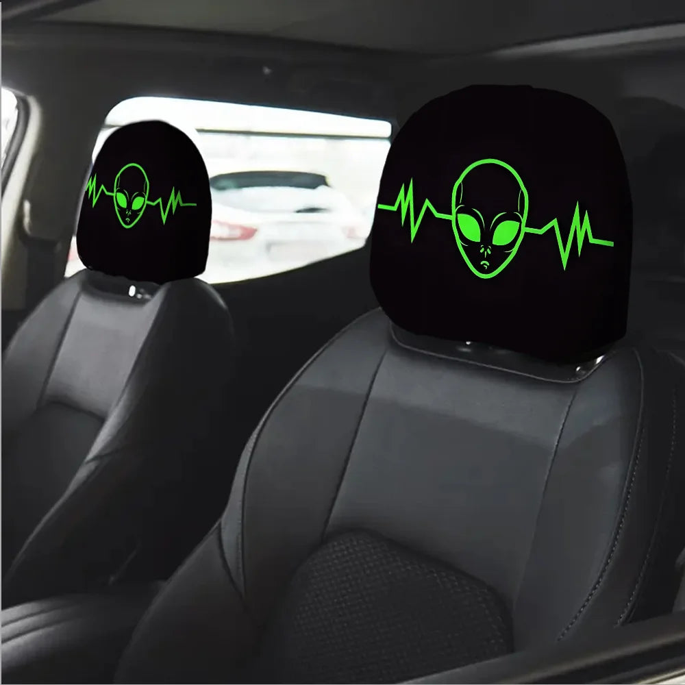 2-Pack Alien Spaceship Headrest Covers – Neon Green Car Seat Car Headrest Cover HIP