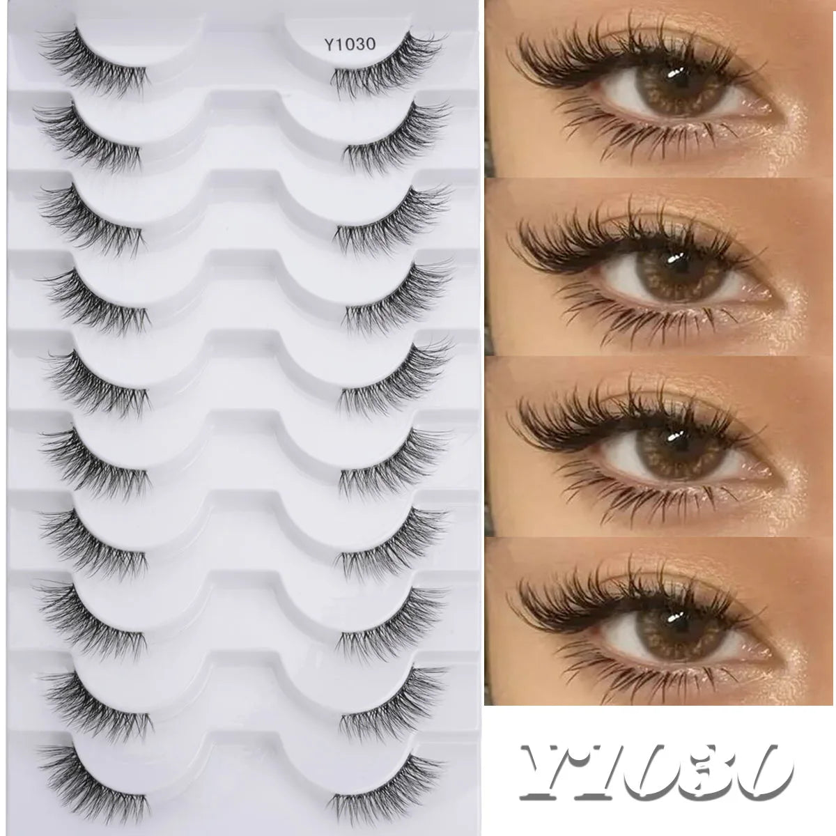 New Fox Half Eyelashes 3/10 Pairs 3D Mink Lashes Natural Eyelash Extension Cat Eye Eyelashes Makeup Tools Faux Cils Maquiagem HIP 10pairs-Y1030